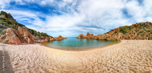 Fototapeta Naklejka Na Ścianę i Meble -  Breathtaking view of Li Cossi beach on Costa Paradiso resort.