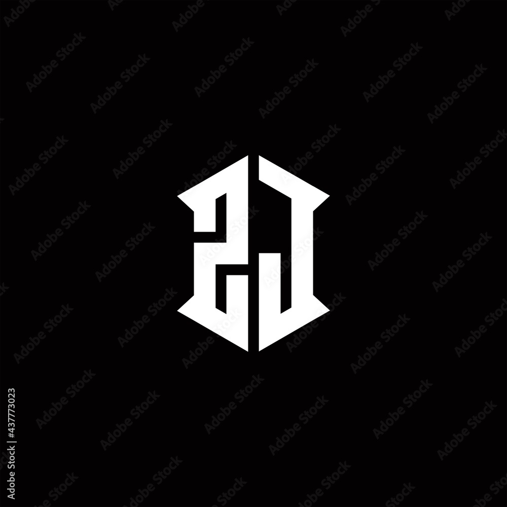 ZJ Logo monogram with shield shape designs template ZJ Logo monogram with shield shape designs template