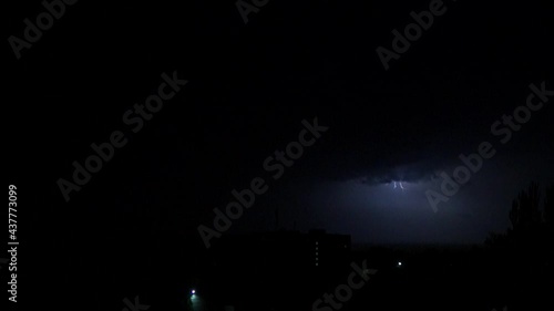 Night stormy sky. Thunder and lightning in the sky.