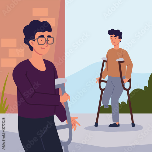 men disabled on street