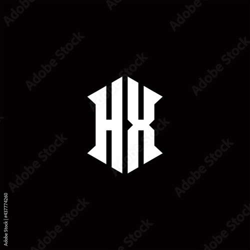 HX Logo monogram with shield shape designs template