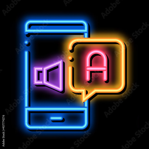 Smartphone Translator App neon light sign vector. Glowing bright icon Dynamic On Smartphone Screen And Interpreter Application sign. transparent symbol illustration