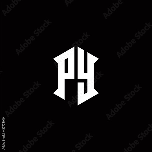 PY Logo monogram with shield shape designs template