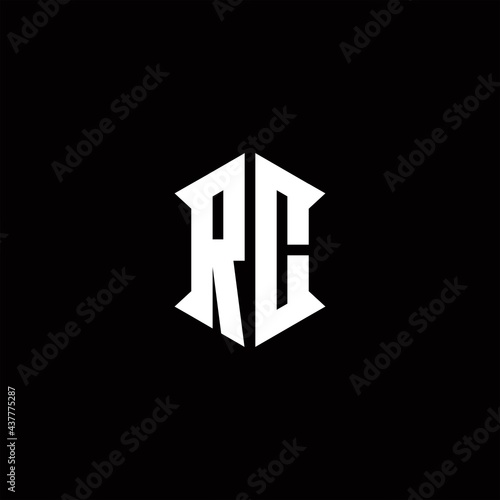 RC Logo monogram with shield shape designs template