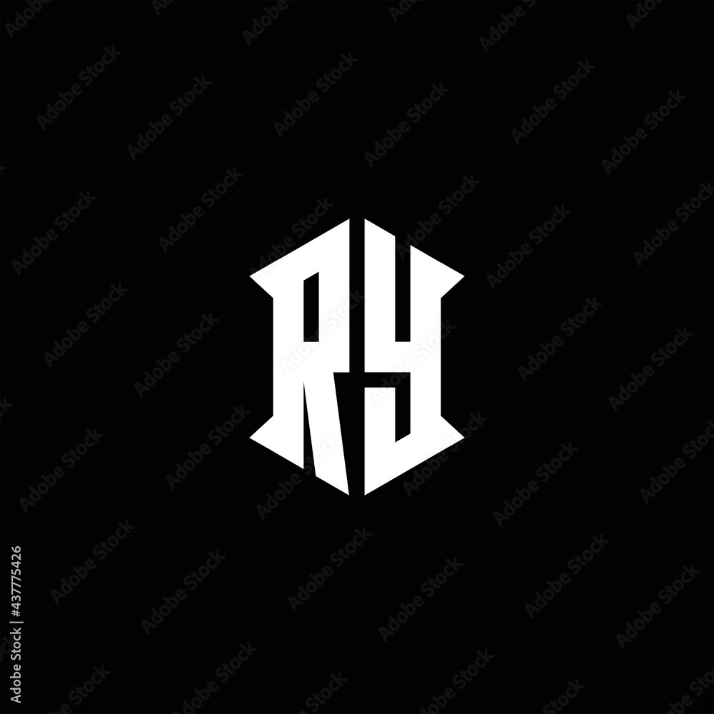 RY Logo monogram with shield shape designs template RY Logo monogram with shield shape designs template