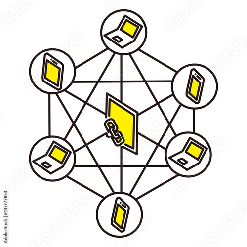 ブロックチェーンなどのアイソメトリック図　作品ver