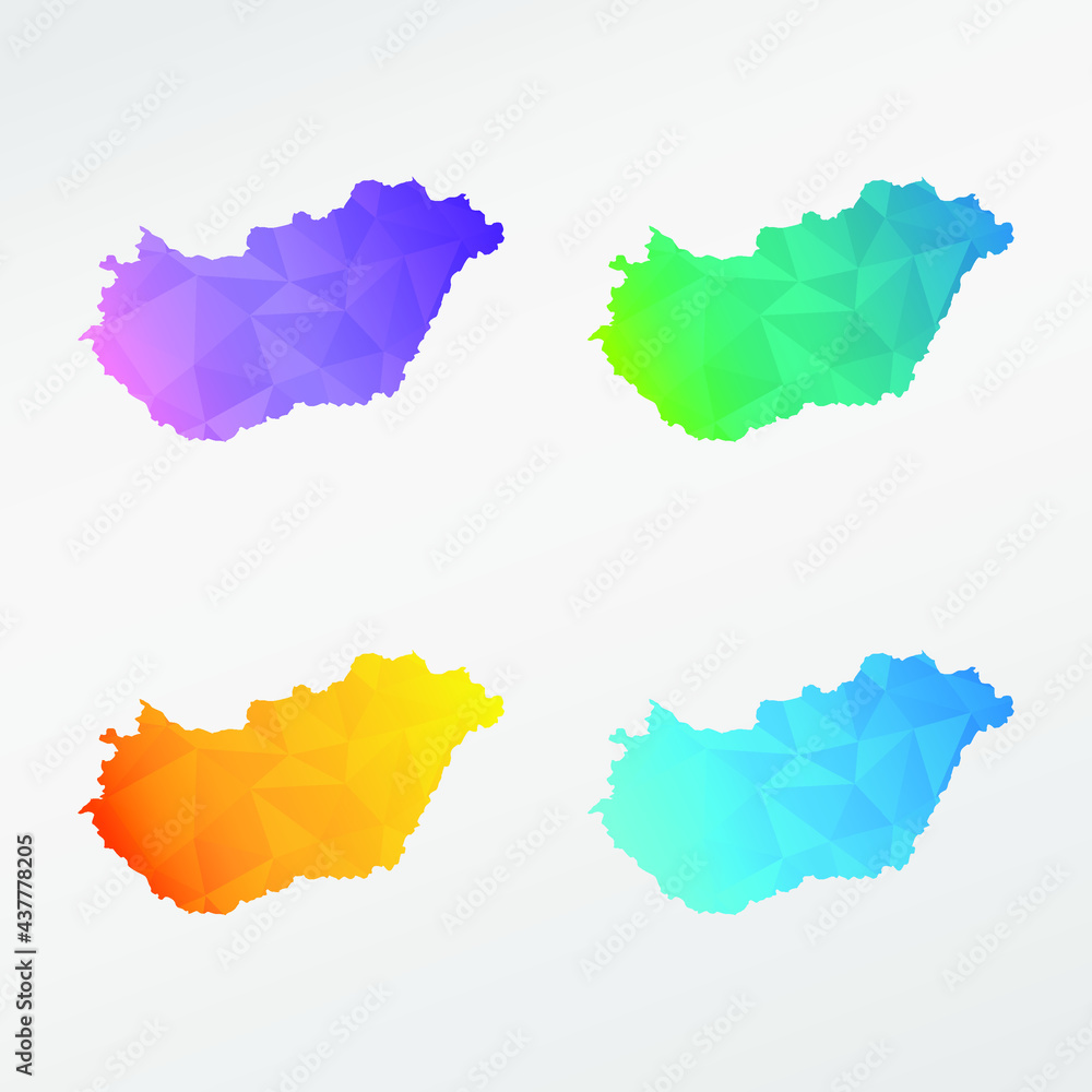 Hungary Low Poly Map Clip Art Design. Geometric Polygon Graphic National Icon. Vector Illustration Symbol.