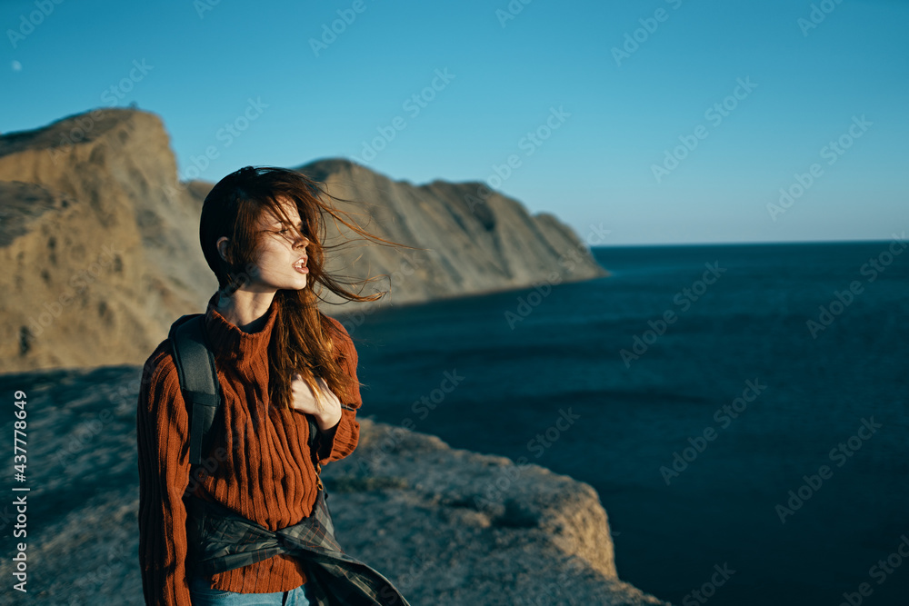 pretty woman tourist backpack fresh air freedom adventure pretty woman tourist backpack fresh air freedom adventure