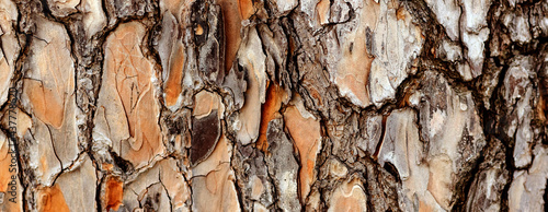 rustic wood bark texture background panoramic. Pine tree texture abstract backdrop. 