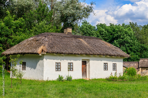 Ancient traditional ukrainian rural house in Pyrohiv (Pirogovo) village near Kiev, Ukraine