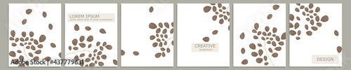 Set of vector cover notebook design. Abstract floral template design with brown leaves on white background for notebook paper, copybook brochures, book, magazine. Planner and diary cover for print