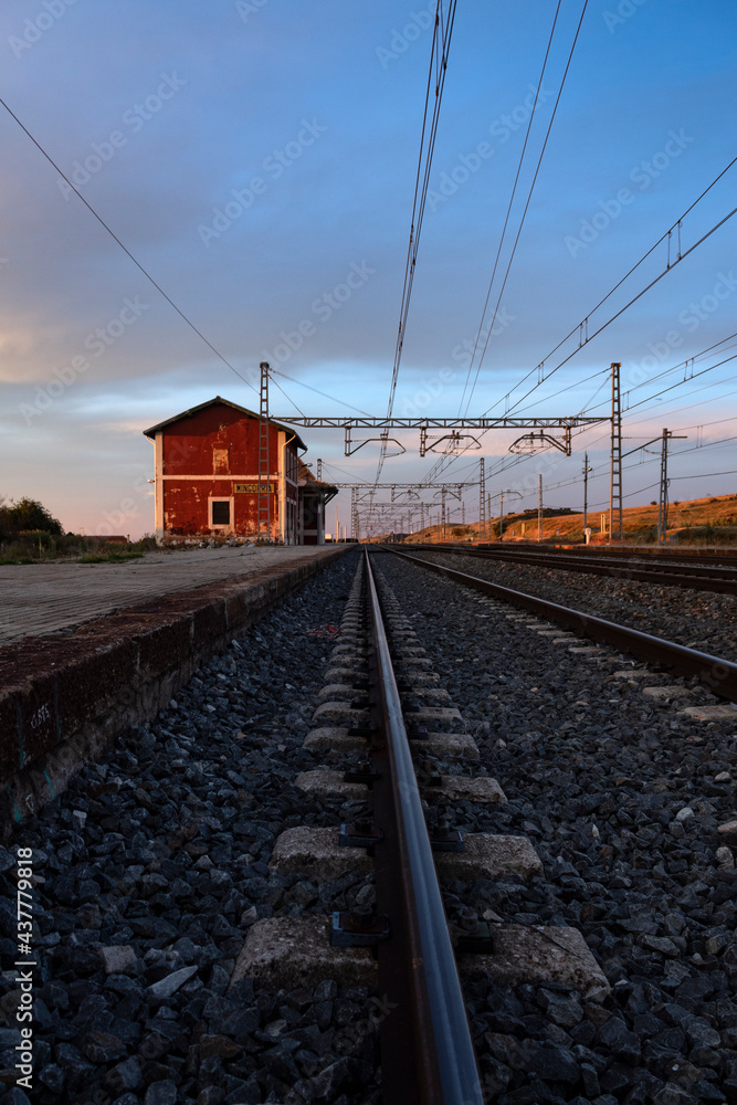 Mingorria's unused railway station at the golden hour