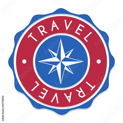 Travel Badge Icon Seal. Illustration Vector Stamp Design. Vintage Retro Style Insignia.