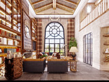 3d render of vintage design living room