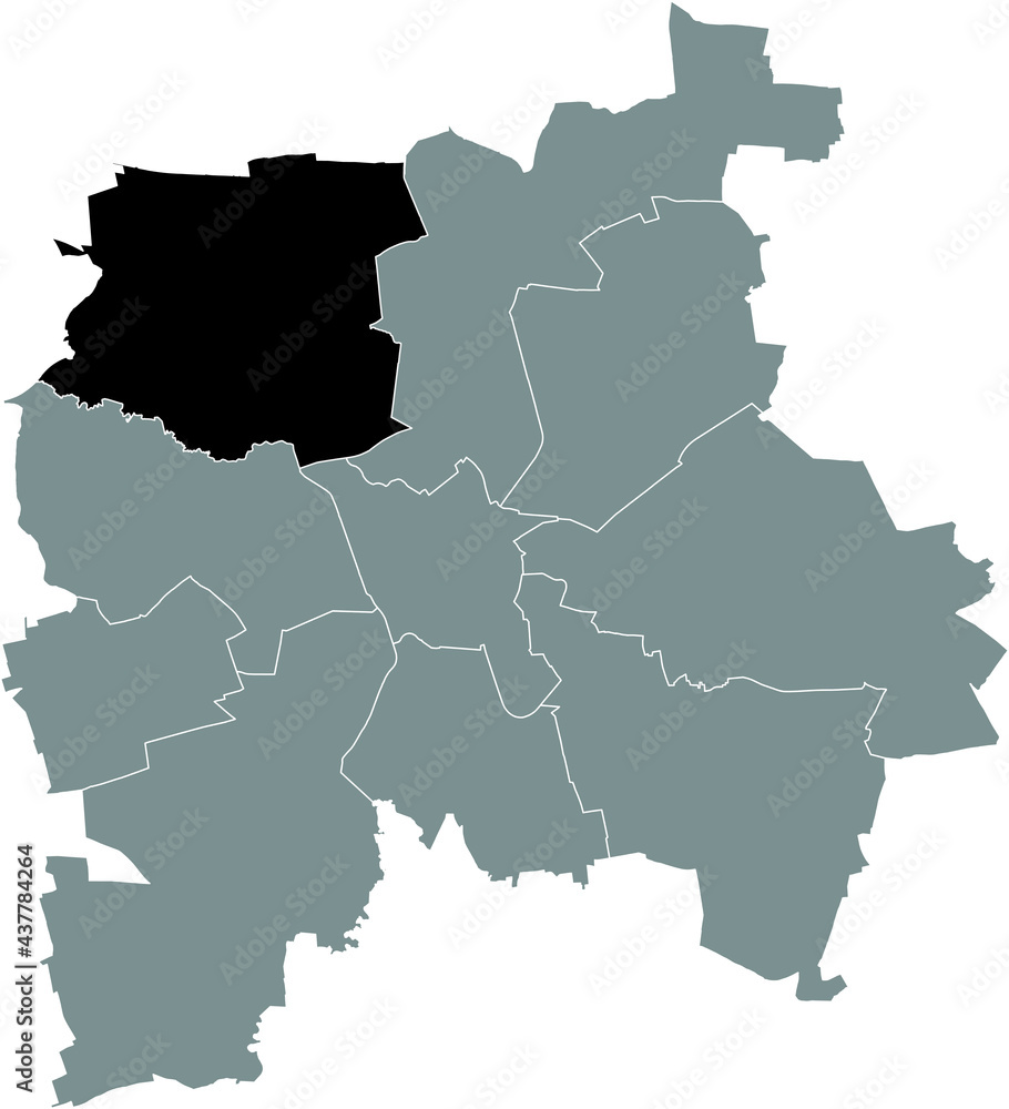 Black location map of the Leipziger Northwest (Nordwest) district inside the German regional capital city of Leipzig, Germany