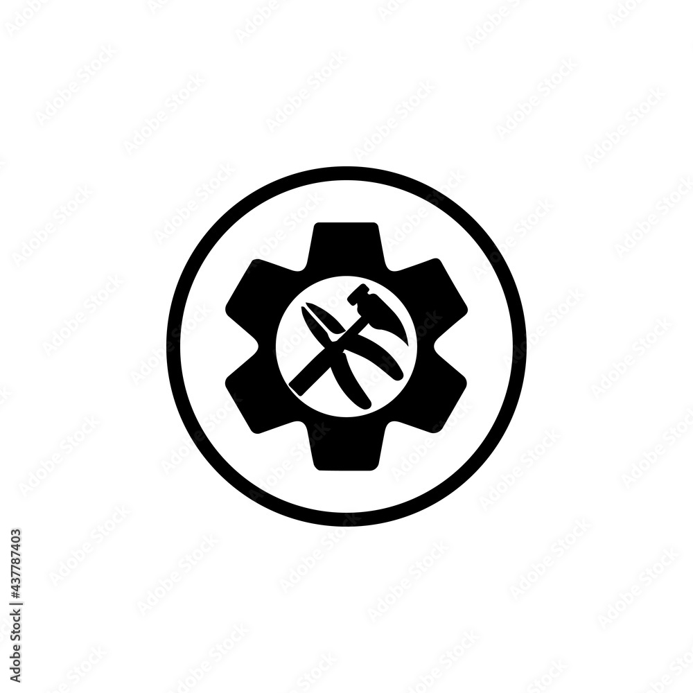 creative construction icon in circle creative construction icon in circle