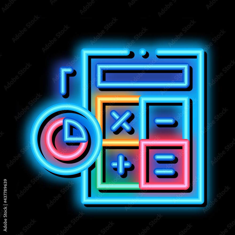 Calculator For Statistician neon light sign vector. Glowing bright icon Calculator Electronic Device Equipment For Calculations sign. transparent symbol illustration Calculator For Statistician neon light sign vector. Glowing bright icon Calculator Electronic Device Equipment For Calculations sign. transparent symbol illustration