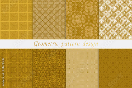 Set of gold geometric seamless pattern design modern. Luxury  background with golden line for,decorative,carpet,wallpaper,clothing,wrapping,batik photo