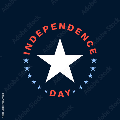 Independence Day Emblem Logo. 4th of July American Independence Day Badge Logo. Vector Design Element for 4th July on Blue Background. Square Banner for Social Media Post.