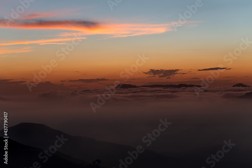 Colorful sunset on top of brazilian mountain - Ventania, Petropolis, Rio de Janeiro, Brazil