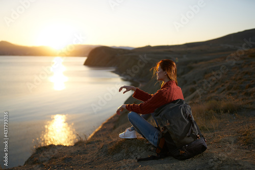 woman tourist vacation travel landscape sunrise freedom © SHOTPRIME STUDIO