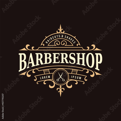Barbershop vintage ornamental logo