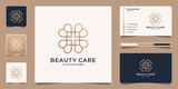 Abstract Heart logo design with a circular concept. Beauty icons cosmetics, make up, skin care and business card template.