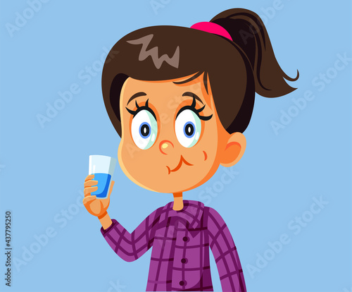 Little Girl Using Mouth Wash Vector Illustration