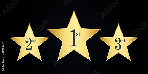 1st 2nd 3rd awards. Gold star set - vector
