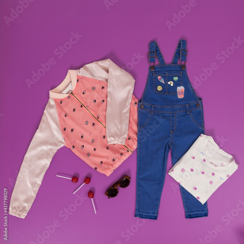 Fashion for little girls - girls clothing set. © gonzalocalle