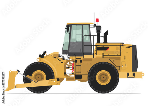 Bulldozzer Isolated Detailed Vector Illustration Sideview, Heavy Equipment, Construction Vehicles, Machinery
