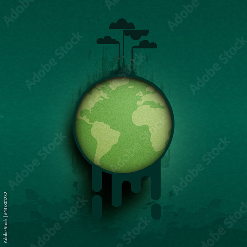 Global warming and climate change concept.Industry chimney pollution with smoke in environment.Environment and Ecology concept background.