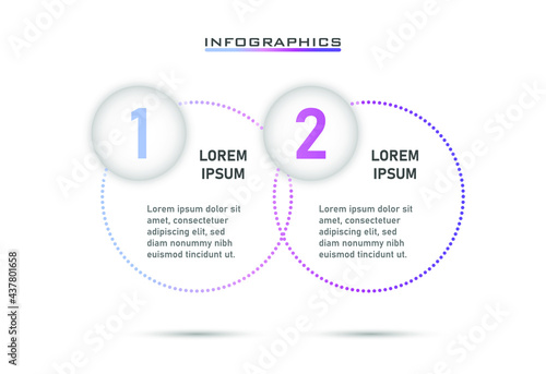 Business Infographic design template with 2 options or steps. Can be used for process diagram, presentations, workflow layout.