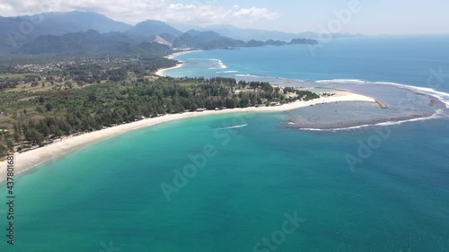 Lampuuk Beach View from the Drone, Lampuuk Beach is Located within Capital City Banda Aceh. photo
