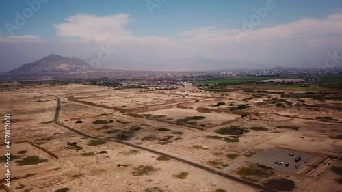 Aerial View Over Chan Chan In Peru. Slow Dolly Forward, Establishing Shot photo