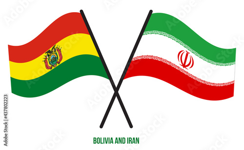 Free Download Bolivia and Iran Flags Crossed And Waving Flat Style. Official Proportion. Correct Colors. - GFXLoad
