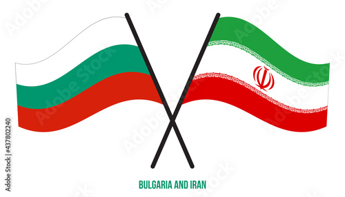 Free Download Bulgaria and Iran Flags Crossed And Waving Flat Style. Official Proportion. Correct Colors. - GFXLoad