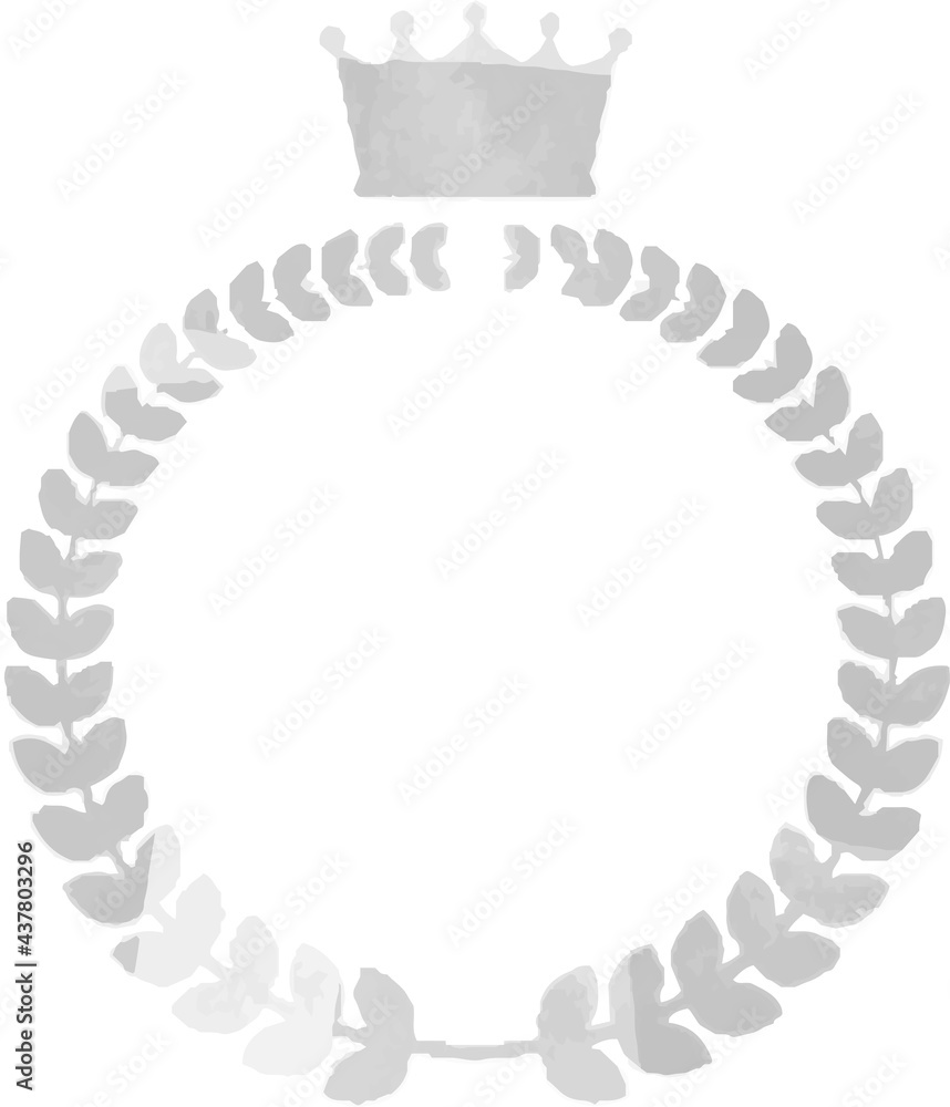 Obraz premium Uneven color Round frame of Silver laurel and crown
