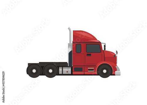 Hooded container truck head simple illustration, side view.