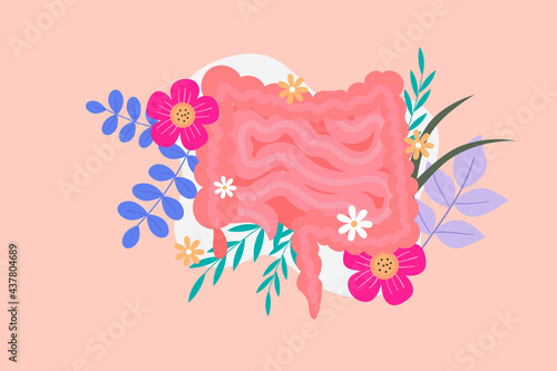 Medical health theme large intestine illustration design