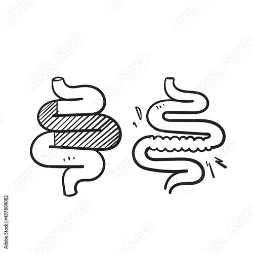 hand drawn Colitis. Gut constipation disease illustration vector isolated