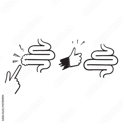 hand drawn Colitis. Gut constipation disease illustration vector isolated