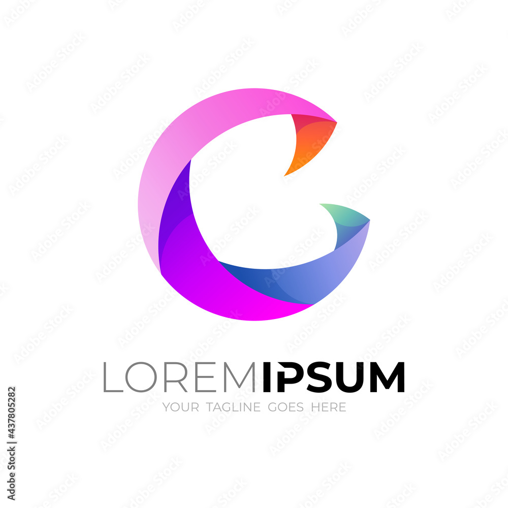 Simple letter C logo with colorful design Simple letter C logo with colorful design