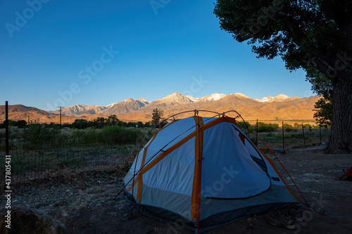 Beautiful landscape and tent around Lone Pine Campground
