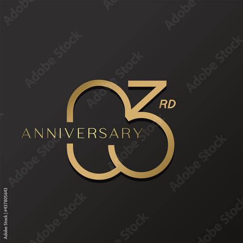 3rd anniversary celebration logotype with simple elegant number gold color