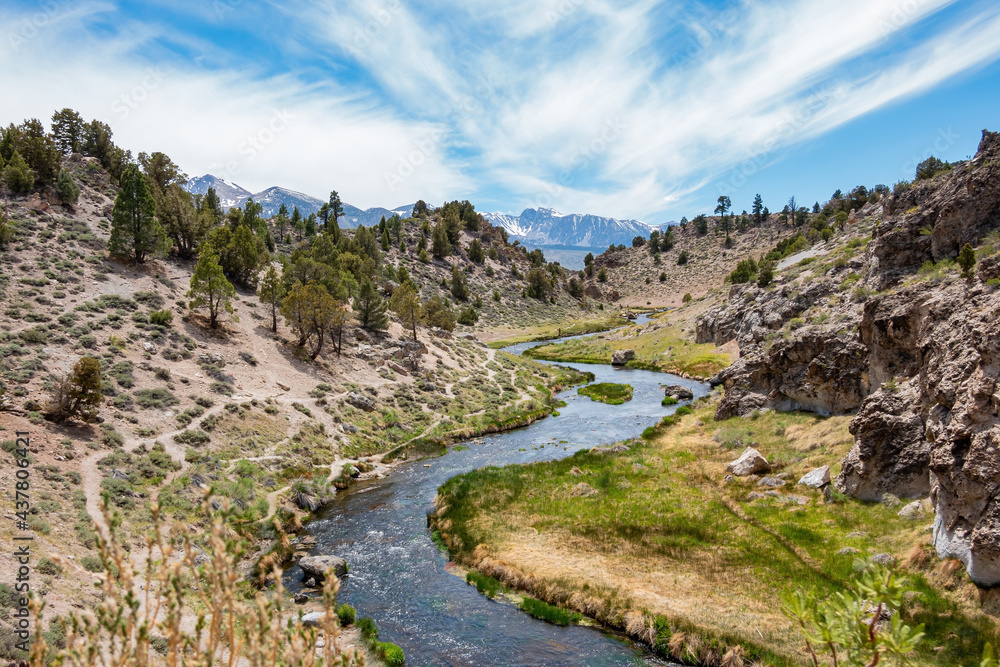 Sunny landscape around the Hot Creek Geological Site Sunny landscape around the Hot Creek Geological Site