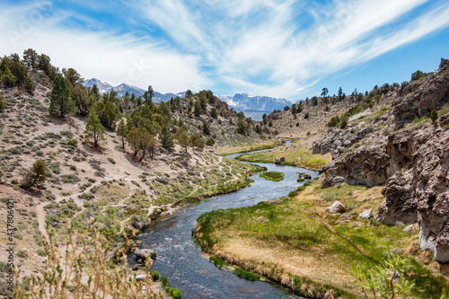 Sunny landscape around the Hot Creek Geological Site