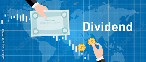 Dividend stock market company profit share to stakeholder investor earning