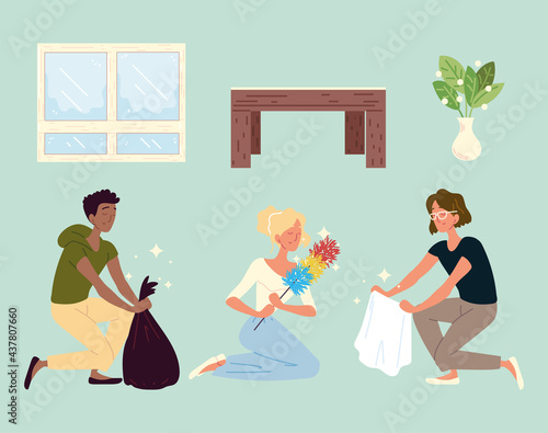 cleaning people set