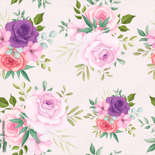 Beautiful floral seamless pattern with soft flowers